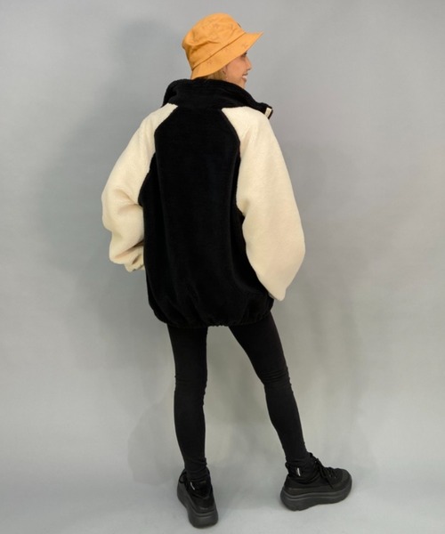 BILLABONG(ビラボン)の「BILLABONG/ビラボン ビッグシルエット/オーバーサイズ/2トーン切り替えボアフルジップジャケット BC014-759(ムートンコート・レディース・ブラウン/ブルー/ブラック・M/L)」の9枚目の写真
