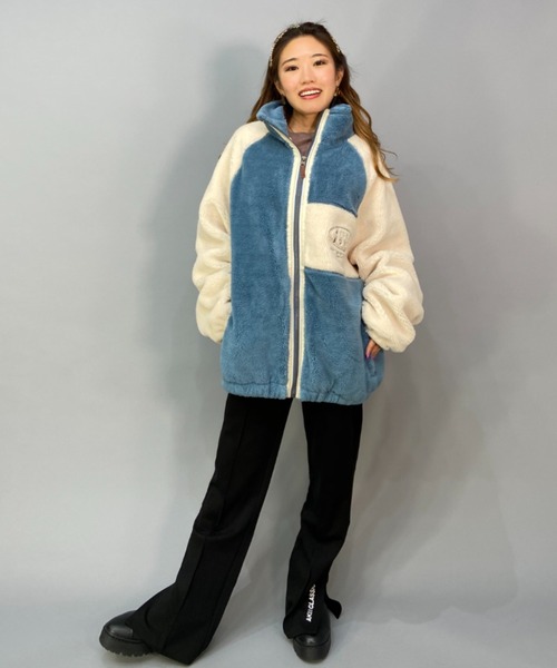 BILLABONG(ビラボン)の「BILLABONG/ビラボン ビッグシルエット/オーバーサイズ/2トーン切り替えボアフルジップジャケット BC014-759(ムートンコート・レディース・ブラウン/ブルー/ブラック・M/L)」の17枚目の写真