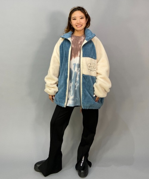 BILLABONG(ビラボン)の「BILLABONG/ビラボン ビッグシルエット/オーバーサイズ/2トーン切り替えボアフルジップジャケット BC014-759(ムートンコート・レディース・ブラウン/ブルー/ブラック・M/L)」の16枚目の写真