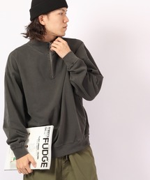 BAY CREST ピグメント スタンドカラーハーフZIP ボックスビッグシルエット 裏毛スウェット 2022AW