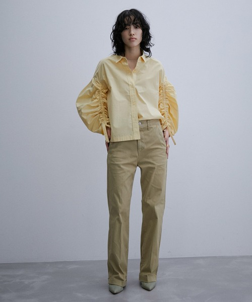 Adam et Rope&#39; - 新品　ADAM ET ROPE&#39; アダムエロペ　ドロストギャザースリーブブラウス セール】【サステナブル】ドロストギャザースリーブブラウス