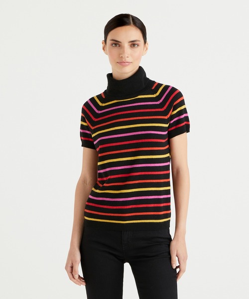 ユナイテッド カラーズ オブ ベネトン UNITED COLORS OF BENETTON. ウール混タートルネック半袖ニット・セーター （20B） BENETTON (UNITED COLORS OF BENETTON)（ベネトンユナイテッド