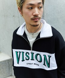 VISION STREET WEAR | 【22FW】【VISION STREET WEAR/ヴィジョンストリートウェア】 別注ハーフジップロゴスウェット/オーバーサイズ/ユニセックス/オーバルロゴ(スウェット)