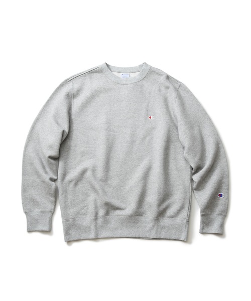 Champion(チャンピオン)の「【CHAMPION/チャンピオン】裏起毛 ワンポイントブランドロゴ刺繍 クルーネックスウェット トレーナー サスティナブル素材(スウェット・メンズ・ブラック/杢グレー/チャコールグレー/ネイビー/ホワイト/ダークグリーン・XX-LARGE/X-LARGE/MEDIUM/SMALL/LARGE)」の1枚目の写真
