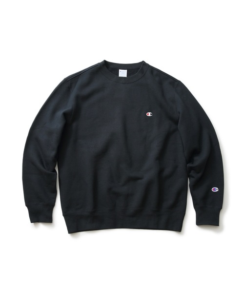 Champion(チャンピオン)の「【CHAMPION/チャンピオン】裏起毛 ワンポイントブランドロゴ刺繍 クルーネックスウェット トレーナー サスティナブル素材(スウェット・メンズ・ブラック/杢グレー/チャコールグレー/ネイビー/ホワイト/ダークグリーン・XX-LARGE/X-LARGE/MEDIUM/SMALL/LARGE)」の6枚目の写真