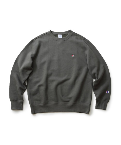 Champion(チャンピオン)の「【CHAMPION/チャンピオン】裏起毛 ワンポイントブランドロゴ刺繍 クルーネックスウェット トレーナー サスティナブル素材(スウェット・メンズ・ブラック/杢グレー/チャコールグレー/ネイビー/ホワイト/ダークグリーン・XX-LARGE/X-LARGE/MEDIUM/SMALL/LARGE)」の4枚目の写真