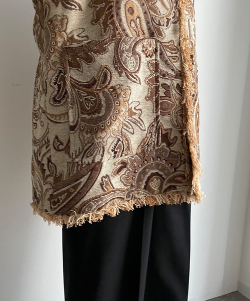 DouDou（ドゥドゥ）の「【WEB限定】ゴブランハーフコート（ノーカラーコート・レディース・アイボリー/ブルー・FREE）」の8枚目の写真