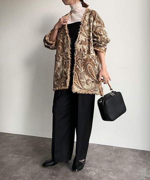 DouDou（ドゥドゥ）の「【WEB限定】ゴブランハーフコート（ノーカラーコート・レディース・アイボリー/ブルー・FREE）」の10枚目の写真