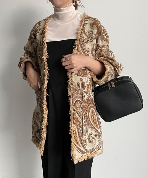 DouDou（ドゥドゥ）の「【WEB限定】ゴブランハーフコート（ノーカラーコート・レディース・アイボリー/ブルー・FREE）」の21枚目の写真