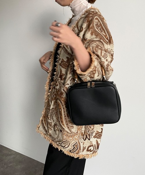 DouDou（ドゥドゥ）の「【WEB限定】ゴブランハーフコート（ノーカラーコート・レディース・アイボリー/ブルー・FREE）」の7枚目の写真