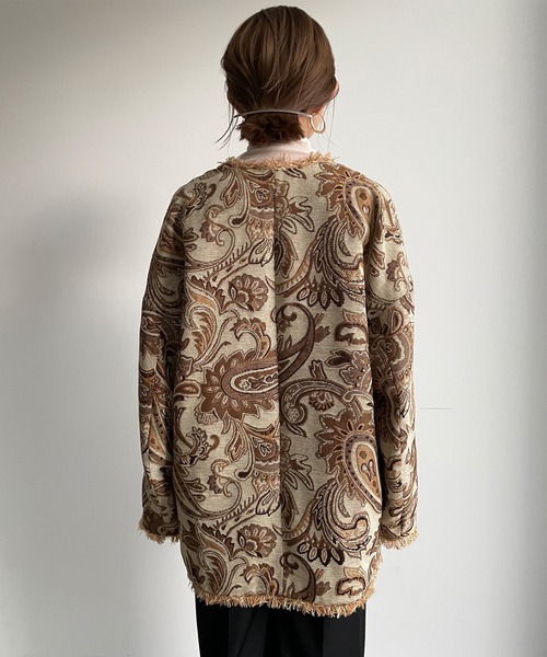 DouDou（ドゥドゥ）の「【WEB限定】ゴブランハーフコート（ノーカラーコート・レディース・アイボリー/ブルー・FREE）」の18枚目の写真