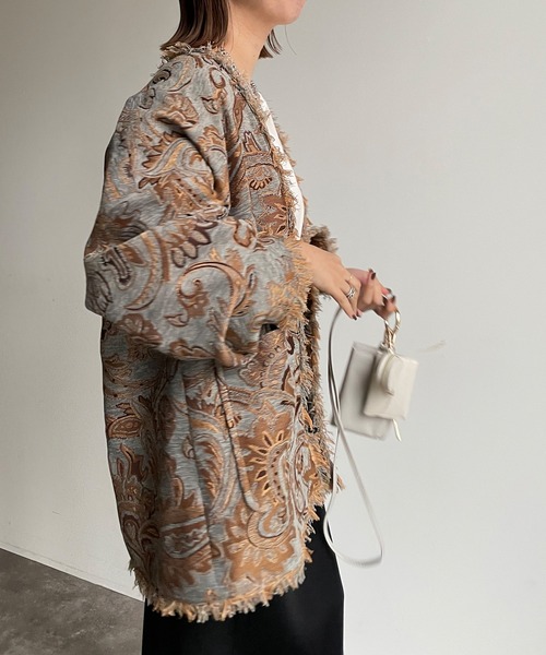 DouDou（ドゥドゥ）の「【WEB限定】ゴブランハーフコート（ノーカラーコート・レディース・アイボリー/ブルー・FREE）」の20枚目の写真