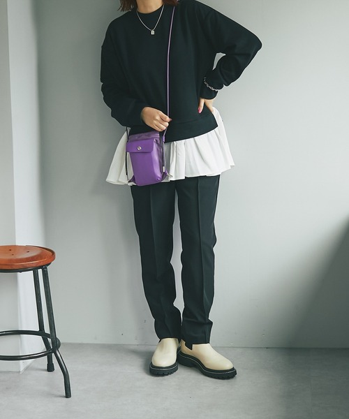 un dix cors（アンディコール）の「シャツドッキングドロップショルダープルオーバー（Tシャツ/カットソー・レディース・ブラック/ベージュ・FREE）」の17枚目の写真