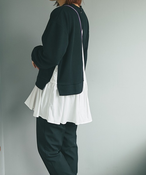 un dix cors（アンディコール）の「シャツドッキングドロップショルダープルオーバー（Tシャツ/カットソー・レディース・ブラック/ベージュ・FREE）」の22枚目の写真