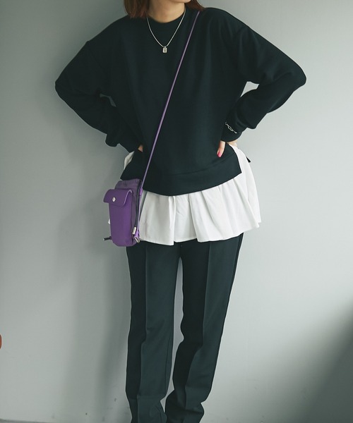 un dix cors（アンディコール）の「シャツドッキングドロップショルダープルオーバー（Tシャツ/カットソー・レディース・ブラック/ベージュ・FREE）」の21枚目の写真