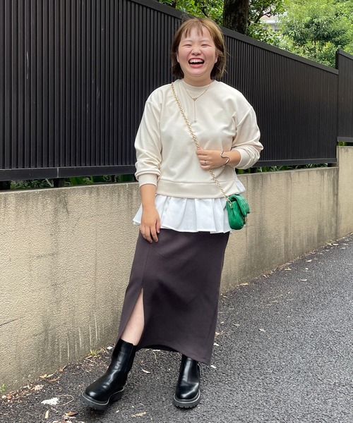 un dix cors（アンディコール）の「シャツドッキングドロップショルダープルオーバー（Tシャツ/カットソー・レディース・ブラック/ベージュ・FREE）」の13枚目の写真