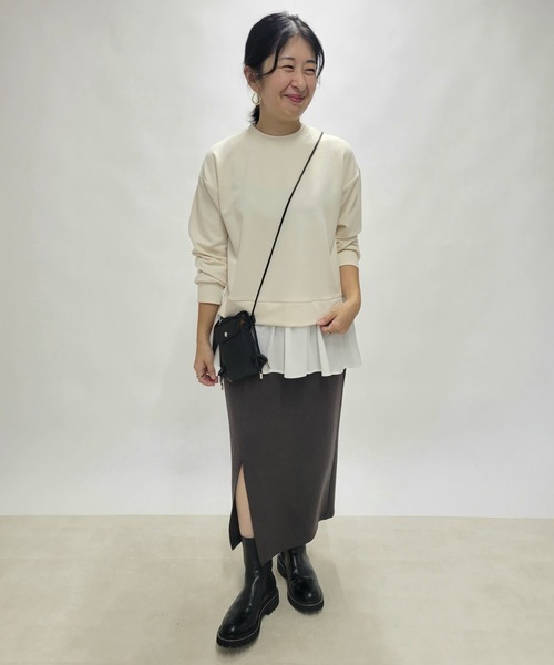 un dix cors（アンディコール）の「シャツドッキングドロップショルダープルオーバー（Tシャツ/カットソー・レディース・ブラック/ベージュ・FREE）」の14枚目の写真