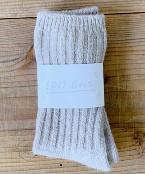 EDIT Gris(エディットグリ)の「アンゴラ混ウールリブソックス(ソックス/靴下・レディース・ブルー/ブラック/ブラウン/アイボリー/レッド・M)」の10枚目の写真