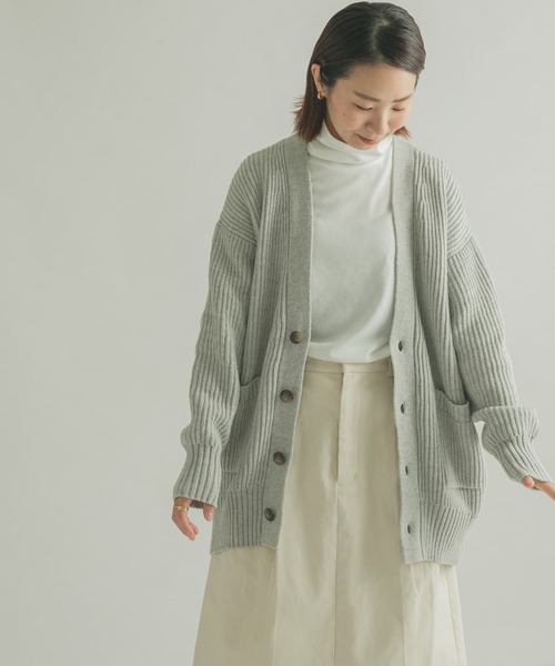 FORK&SPOON(フォークアンドスプーン)の「『WEB/一部店舗限定カラー』FORK&SPOON 両畦ニットカーディガン(ニット/セーター・レディース・ピンク/ブルー/グレー系その他/キャメル・1)」の5枚目の写真