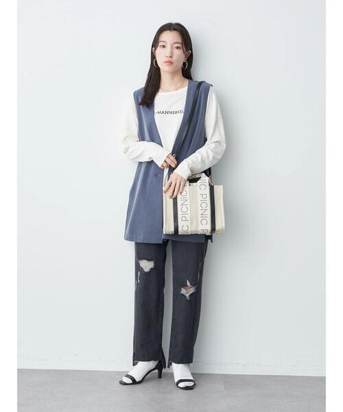 earth music&ecology（アースミュージックアンドエコロジー）の「ロゴテープミニトート（トートバッグ・レディース・ブラック/ブラウン/ベージュ・FREE）」の21枚目の写真