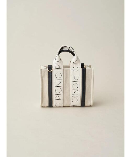 earth music&ecology（アースミュージックアンドエコロジー）の「ロゴテープミニトート（トートバッグ・レディース・ブラック/ブラウン/ベージュ・FREE）」の2枚目の写真