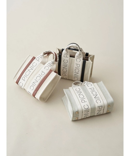 earth music&ecology（アースミュージックアンドエコロジー）の「ロゴテープミニトート（トートバッグ・レディース・ブラック/ブラウン/ベージュ・FREE）」の4枚目の写真