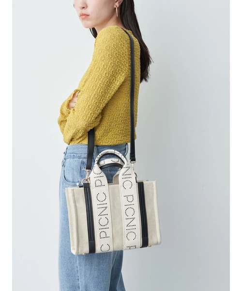 earth music&ecology（アースミュージックアンドエコロジー）の「ロゴテープミニトート（トートバッグ・レディース・ブラック/ブラウン/ベージュ・FREE）」の5枚目の写真