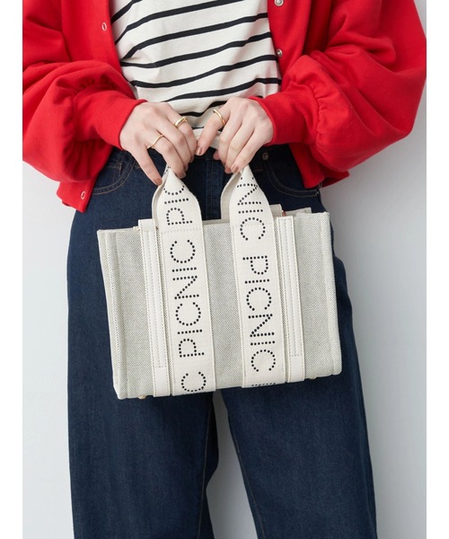 earth music&ecology（アースミュージックアンドエコロジー）の「ロゴテープミニトート（トートバッグ・レディース・ブラック/ブラウン/ベージュ・FREE）」の8枚目の写真