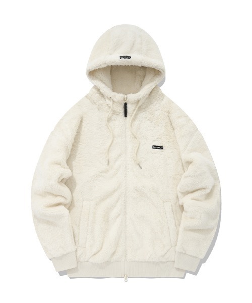 COVERNAT フリース フーディー ジップアップ パーカー L Warm On Cvnt フリースジップアップフーディー アイボリー - Covernat