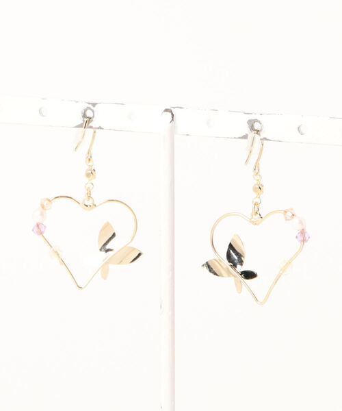 GGD SELECT（ジージーディー　セレクト）の「国内18金メッキハート蝶ビジューフックピアス[ACCACC]（ピアス（両耳用）・レディース・パープル・FREE）」の2枚目の写真
