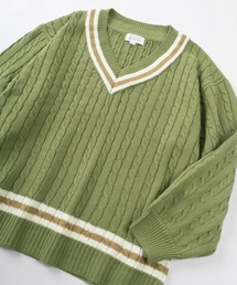 make a ray!（メイク ア レイ！）の「チルデン Vネック ラインニット/5Gケーブルニット/ワイドシルエット（ニット/セーター・メンズ）」