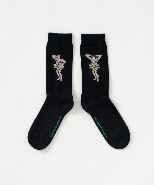Carne Bollente（カルネボレンテ）の「【Carne Bollente】DAISIES OF DESIRE SOCKS（ソックス/靴下・メンズ・ホワイト/ブラック・L/S）」の2枚目の写真