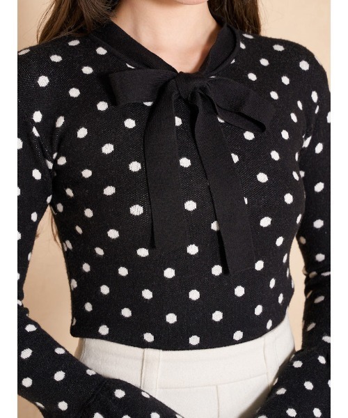 ダーリッチ トップス ドットボウタイニットトップス（ニット/セーター）｜Darich