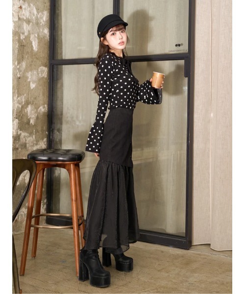 darich ボウタイノースリニットトップス フレアスカート ダーリッチ ビジューノースリニットトップス – Darich