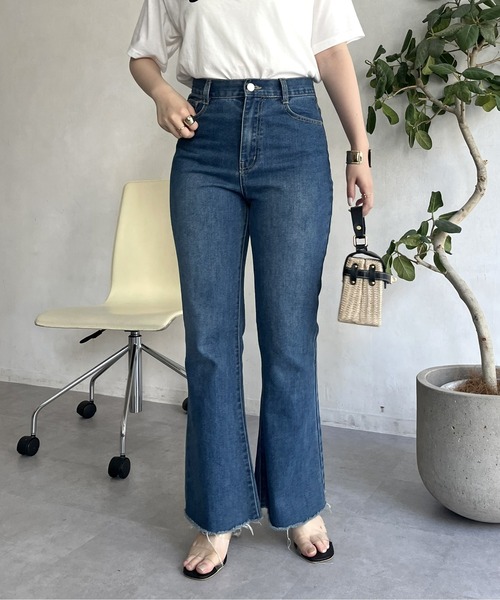 prose verse(プロズヴェール)の「フレアデニムパンツ(デニムパンツ・レディース・インディゴブルー/ブルー/サックスブルー・MEDIUM/LARGE/SP/MP/MT/LP/LT)」の5枚目の写真