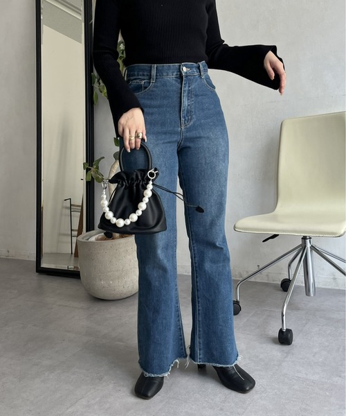 prose verse(プロズヴェール)の「フレアデニムパンツ(デニムパンツ・レディース・インディゴブルー/ブルー/サックスブルー・MEDIUM/LARGE/SP/MP/MT/LP/LT)」の21枚目の写真