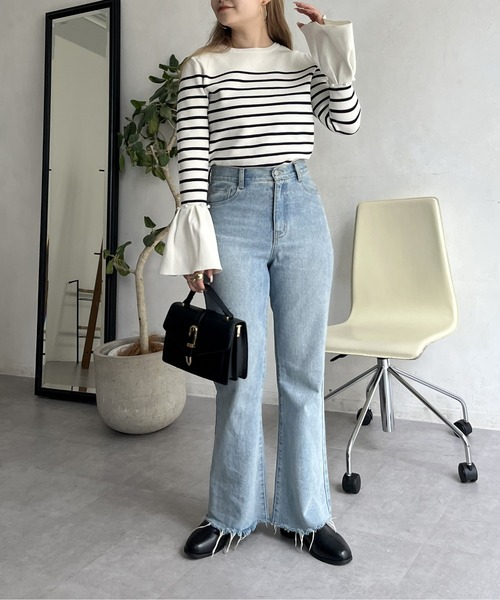 prose verse(プロズヴェール)の「フレアデニムパンツ(デニムパンツ・レディース・インディゴブルー/ブルー/サックスブルー・MEDIUM/LARGE/SP/MP/MT/LP/LT)」の18枚目の写真