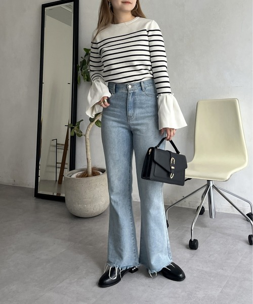 prose verse(プロズヴェール)の「フレアデニムパンツ(デニムパンツ・レディース・インディゴブルー/ブルー/サックスブルー・MEDIUM/LARGE/SP/MP/MT/LP/LT)」の19枚目の写真