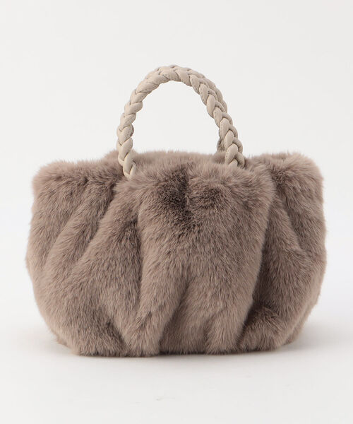 fredy emue(フレディエミュ)の「ブレイドハンドルフェイクファーバッグ(トートバッグ・レディース・オリーブ/グレー/ベージュ・FREE)」の3枚目の写真