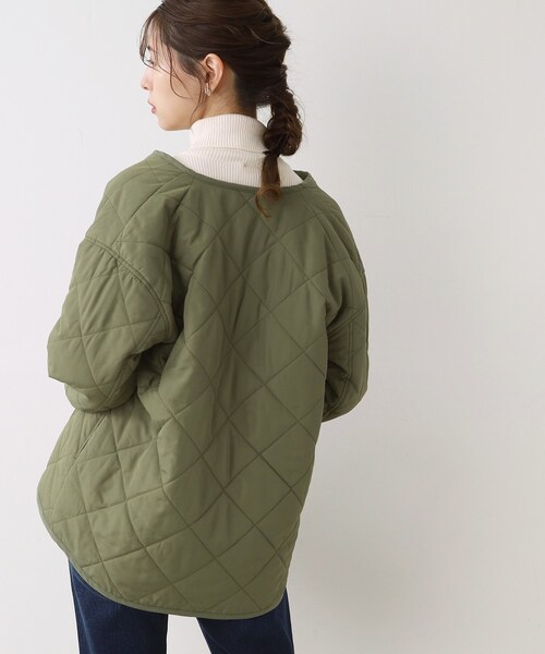 DRESKIP（ドレスキップ）の「◆【撥水/吸湿発熱/追加生産】今年は断然ショート丈！　キルトジャケット（ブルゾン・レディース・ブラック/グレー/カーキ・02/03）」の9枚目の写真