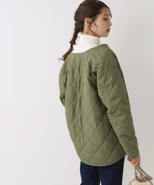 DRESKIP（ドレスキップ）の「◆【撥水/吸湿発熱/追加生産】今年は断然ショート丈！　キルトジャケット（ブルゾン・レディース・ブラック/グレー/カーキ・02/03）」の13枚目の写真