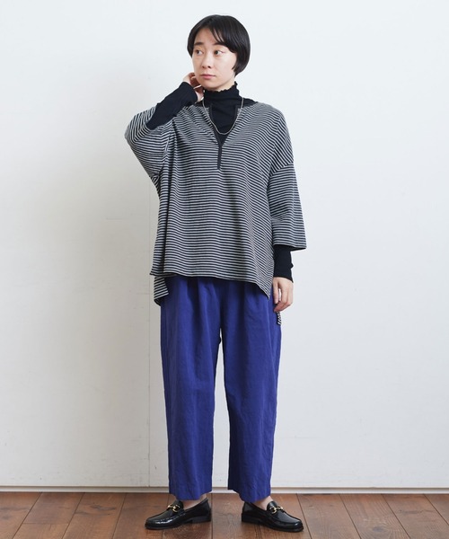 yuni（ユニ ）の「ハイツイストコットンリネン ゴムタックパンツ