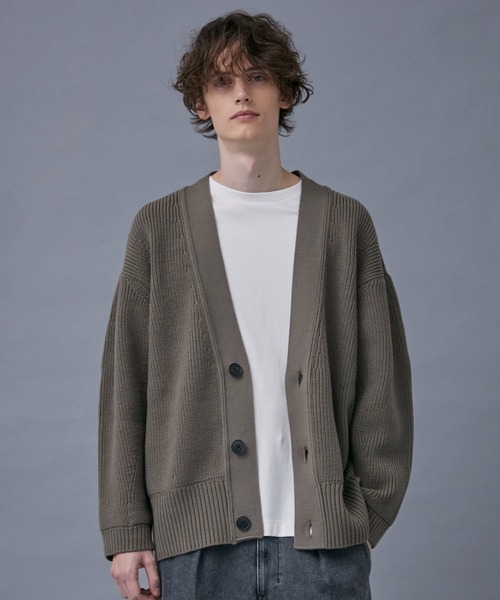 PUBLIC TOKYO（パブリックトウキョウ）の「クラウドウールアゼニットカーデ（カーディガン/ボレロ・メンズ・ブラック/ベージュ/グリーン・1/2）」の3枚目の写真
