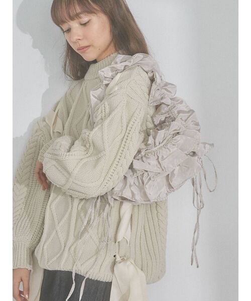 merry jenny（メリージェニー）の「frilly gather shoulder bag（ショルダーバッグ・レディース・アイボリー/ブラック・FREE）」の5枚目の写真