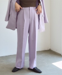 センタープレスリネンライクセミワイドパンツ