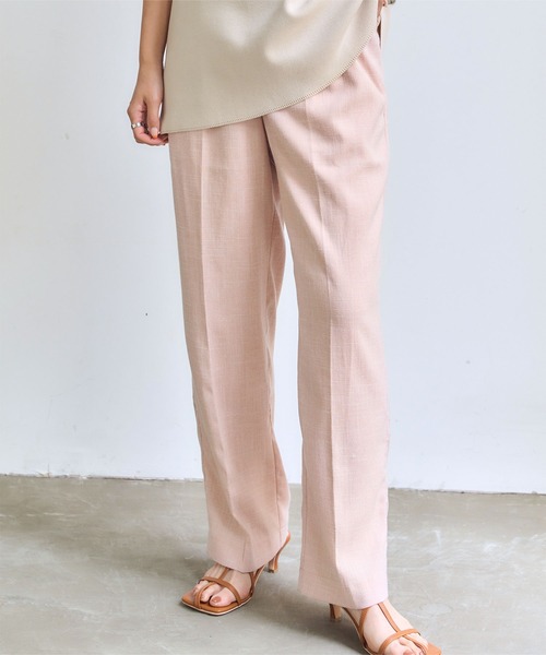 titivate（ティティベイト）の「ｾﾝﾀｰﾌﾟﾚｽﾘﾈﾝﾗｲｸｾﾐﾜｲﾄﾞﾊﾟﾝﾂ（その他パンツ・レディース・パープル/ピンク/ライトベージュ/ブラック・S/M/L）」の4枚目の写真