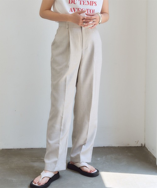 titivate（ティティベイト）の「ｾﾝﾀｰﾌﾟﾚｽﾘﾈﾝﾗｲｸｾﾐﾜｲﾄﾞﾊﾟﾝﾂ（その他パンツ・レディース・パープル/ピンク/ライトベージュ/ブラック・S/M/L）」の3枚目の写真