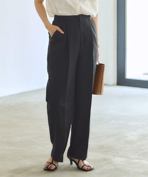 titivate（ティティベイト）の「ｾﾝﾀｰﾌﾟﾚｽﾘﾈﾝﾗｲｸｾﾐﾜｲﾄﾞﾊﾟﾝﾂ（その他パンツ・レディース・パープル/ピンク/ライトベージュ/ブラック・S/M/L）」の2枚目の写真