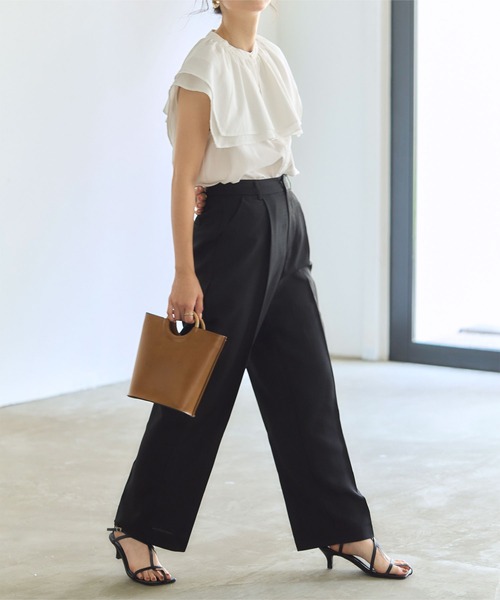 titivate（ティティベイト）の「ｾﾝﾀｰﾌﾟﾚｽﾘﾈﾝﾗｲｸｾﾐﾜｲﾄﾞﾊﾟﾝﾂ（その他パンツ・レディース・パープル/ピンク/ライトベージュ/ブラック・S/M/L）」の15枚目の写真