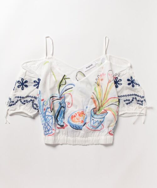 Desigual（デシグアル）の「イラスト ショートギャザーブラウス（シャツ/ブラウス・レディース・ホワイト・M/XL/L/XS/S）」の3枚目の写真